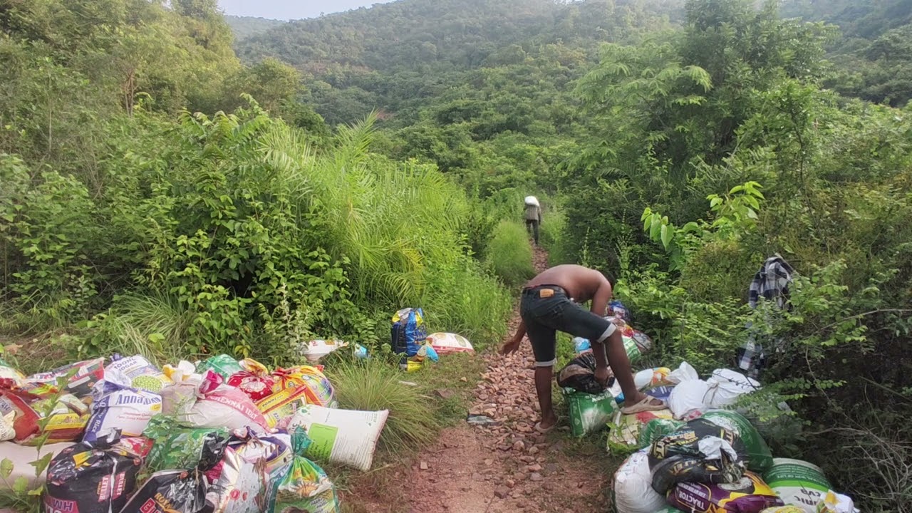 The first checkpoint, 250 metres in, where the bags were dropped before being carried further by hand.